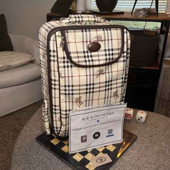 CERTIFIED AUTHENTIC Burberrys Blue Label Vintage Check Rolling Suitcase - Picture 1 of 15